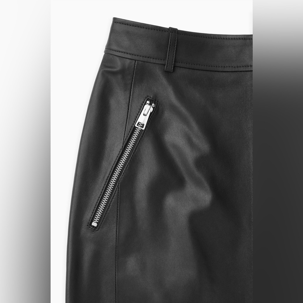 COS ZIP-UP LEATHER MIDI SKIRT - Picture 5 of 11